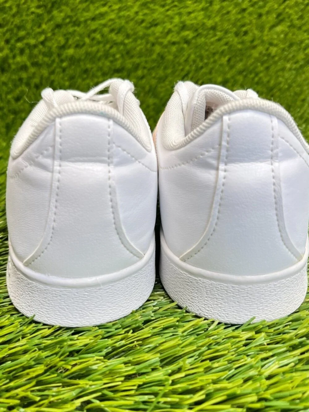Adidas Vl Court 2.0 Girls Size 6Y White Athletic Leather Tennis Shoes Sneakers